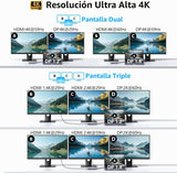 Estación de acoplamiento USB C con adaptador de monitor dual HDMI,...
