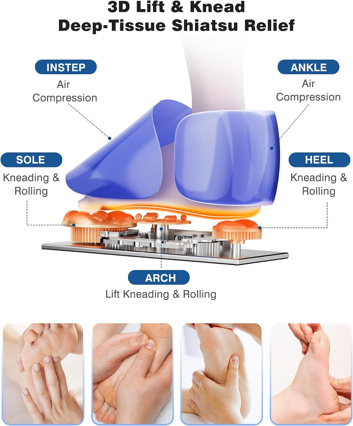 KNQZE Masajeador de pies Shiatsu con calor, diseño de masaje de elevación