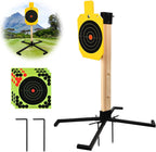 Sistema de soporte de acero AR500, objetivos de rehén de acero de 3/8 pulgadas de grosor con base de soporte estable de 2 x 4, kit completo de disparo con papel de objetivos de 10 piezas para