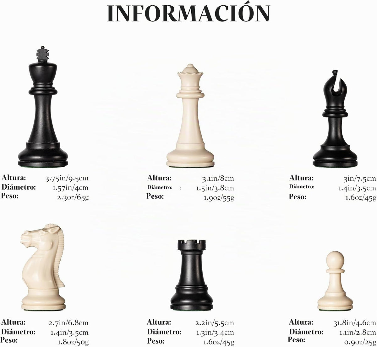 Juego de ajedrez para torneo A&A / Tablero de ajedrez plegable de silicona de 20'x20' / Piezas clásicas Staunton de plástico con peso cuádruple de 3.75'' de altura del rey / Bolsa de almacenamiento