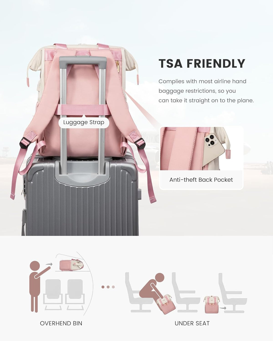 LOVEVOOK Mochila para laptop para mujeres, mochila de trabajo conve...