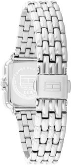 Tommy Hilfiger - Reloj de cuarzo para mujer, mini 24mm, caja de acero inoxidable en forma de tanque, números romanos, brazalete de eslabones, estilo casual de vestir - Regalo para ella