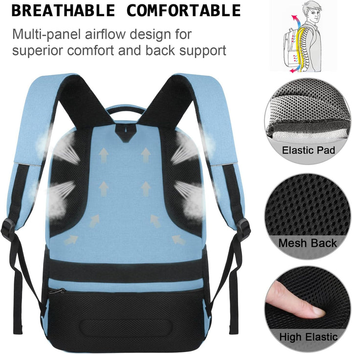 Mochila para Laptop Volher, Azul pálido, 15,6 pulg., Computadora po...