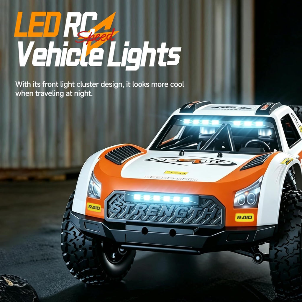 Autos RC rápidos sin escobillas 1/16 para adultos Fast 50+ KMH 4WD Off-Road de alta velocidad sin escobillas de control remoto con 2 baterías LiPo de 7.4V 2000mAh