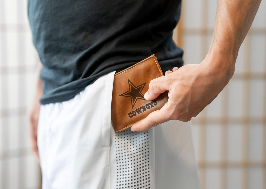 NFL Rico Industries Cartera Billetera con Grabado Láser Cartera Billetera Plegable con Grabado Láser - Diseño Delgado - Gran Regalo