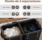 StorageWorks Cesta de lavandería de 2 secciones, carrito rodante negro