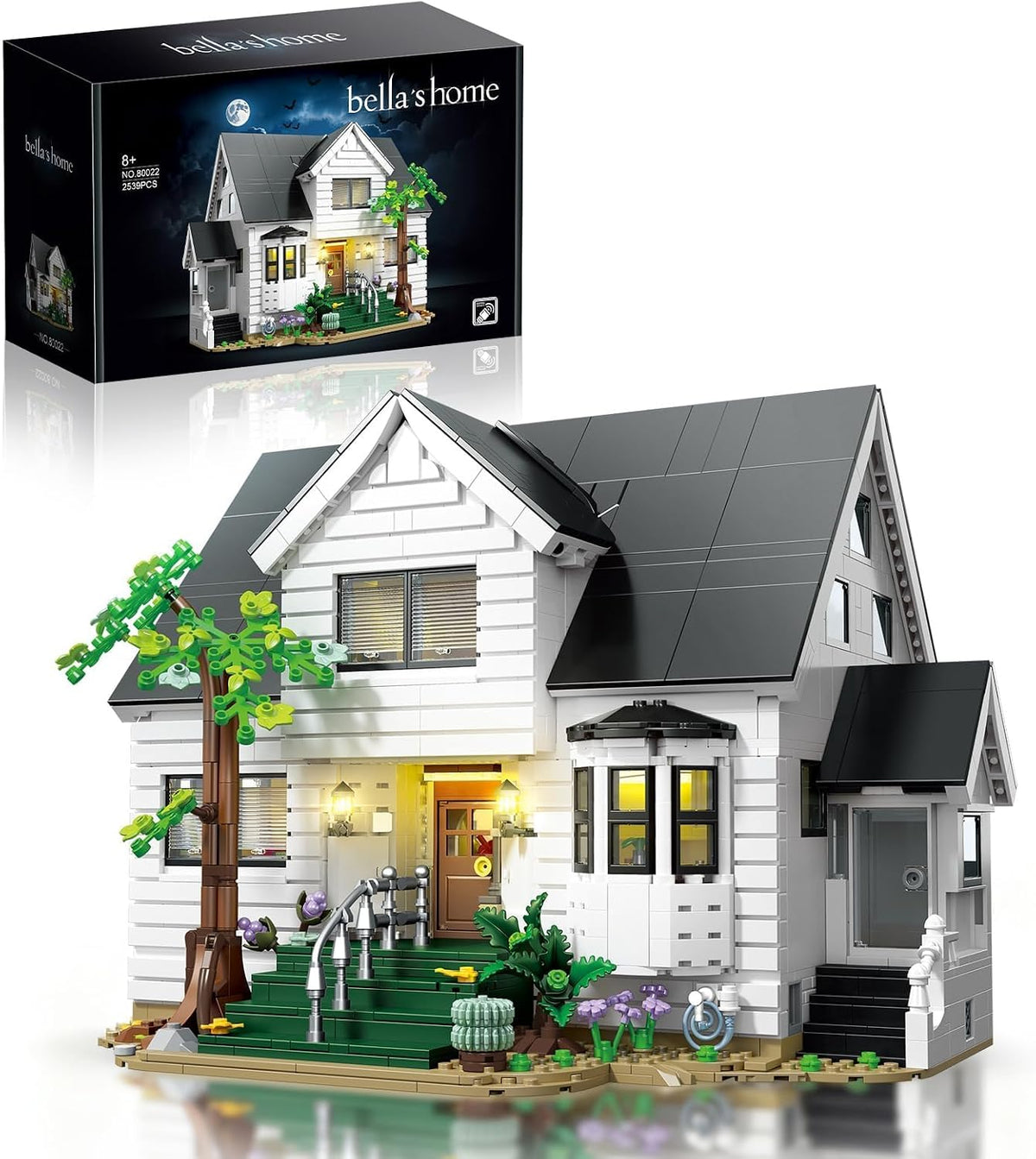 Bella's Home - Juego de bloques de construcción, más de 2539 piezas, modelo de arquitectura moderna de villa con luces, mansión contemporánea inspirada en la película para fanáticos de las películas románticas, para adultos y adolescentes