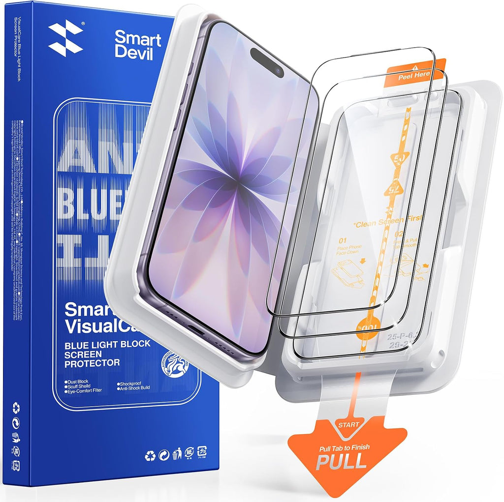 SMARTDEVIL Paquete de 3 protectores de pantalla de vidrio templado para