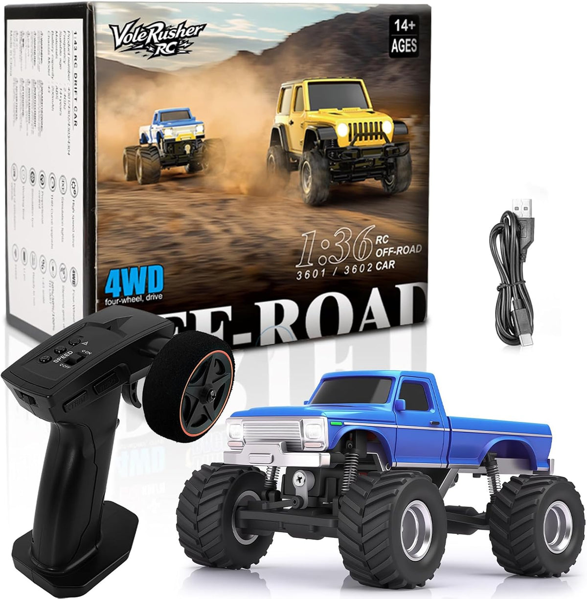 [2026 Upgrade 1/36 Mini RC Crawler, 4WD Micro Off Road Truck