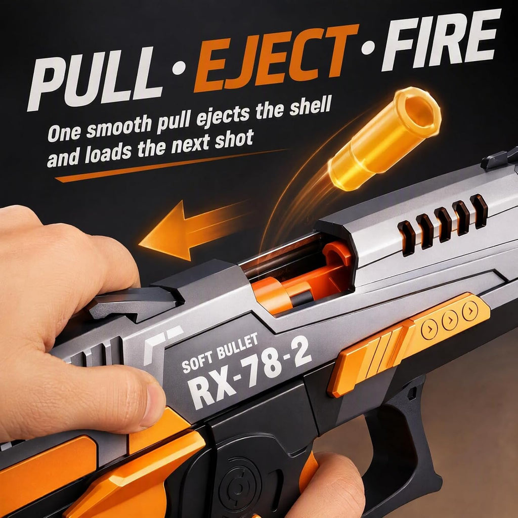Pistola de juguete Foam Blaster, expulsión de bala suave de acción de perno