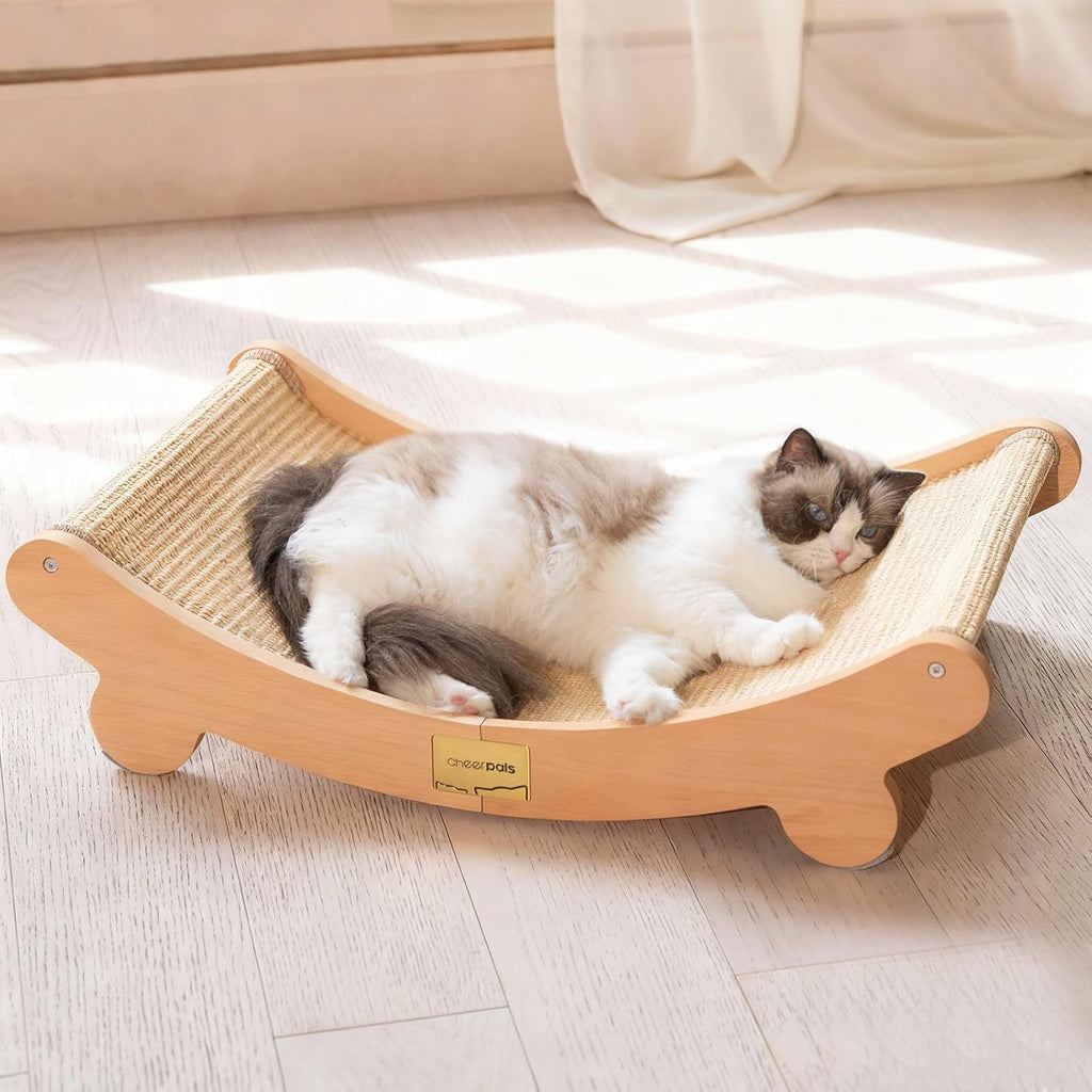 Sisal - Cama rascador para gatos de madera para interiores (tamaño grande)