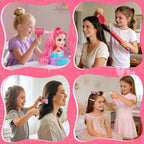 Juguetes de peluquería para niñas de 3 a 8 años, juego de peluquería de peluquería, accesorios de maquillaje con luces y sonidos interactivos, juguetes educativos de vestir, regalos de cumpleaños para niños de 3, 4, 5, 6, 7, 8 años