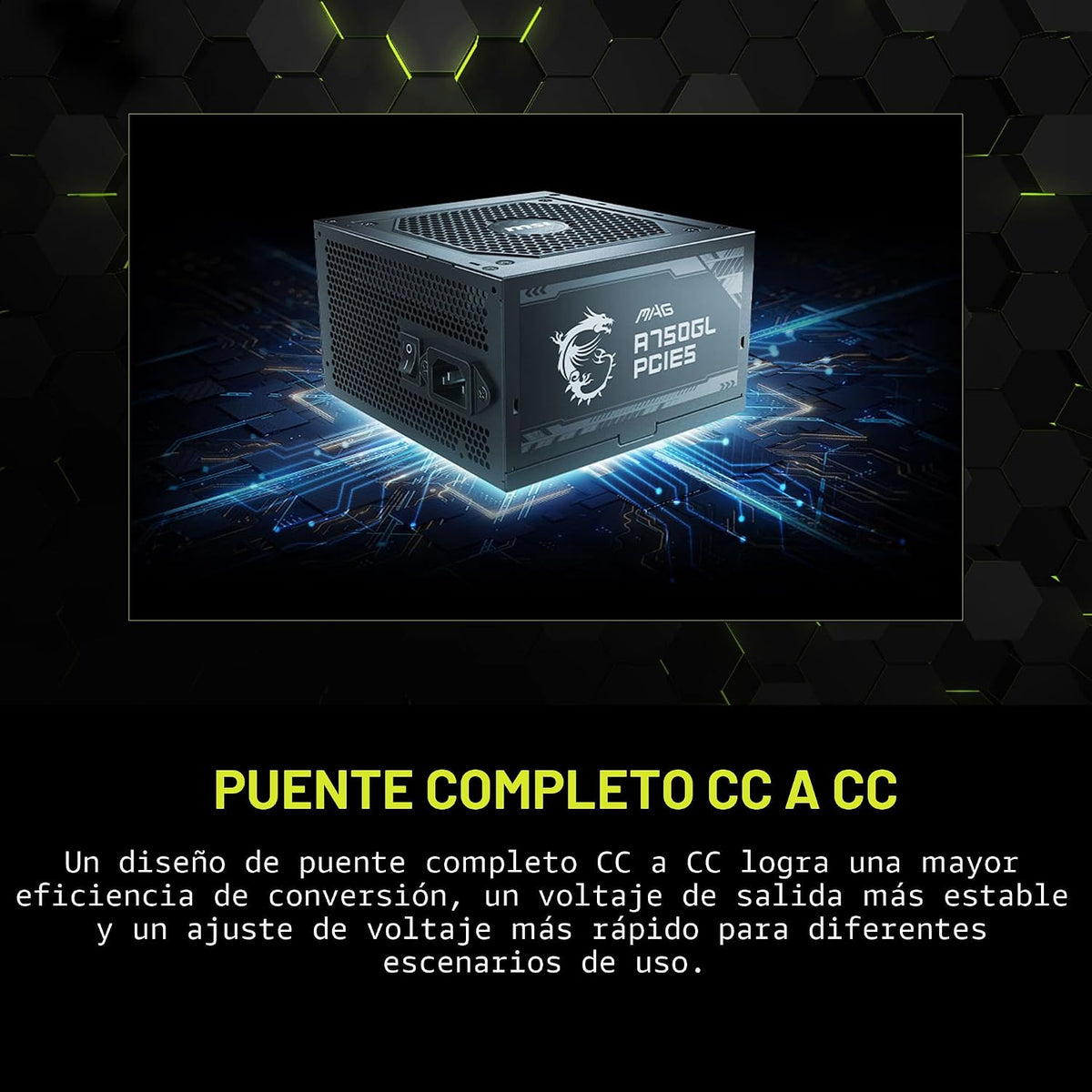 MSI MAG A750GL PCIE5, fuente de alimentación compacta totalmente mo...