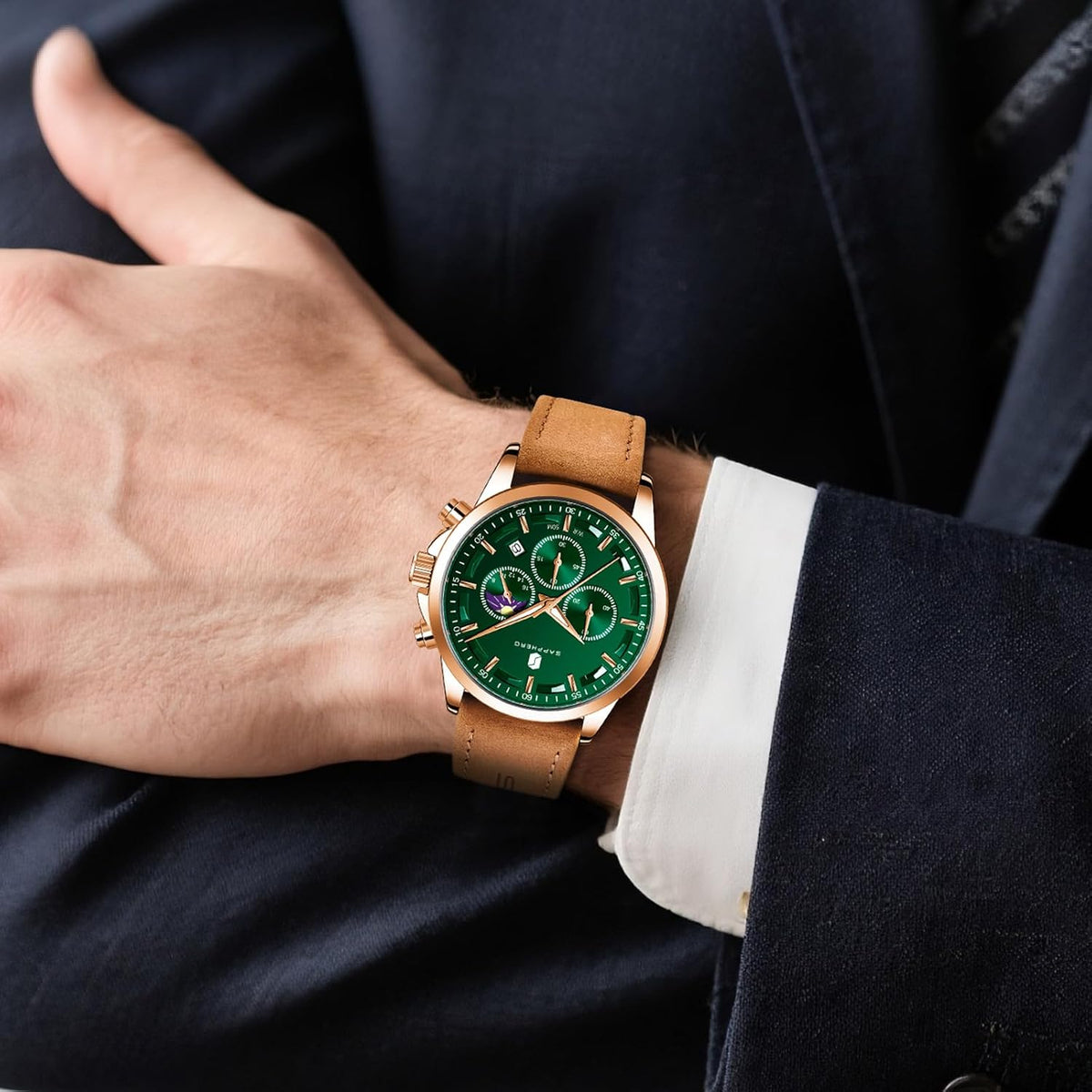 BENYAR Relojes para hombre, cronógrafo analógico de cuarzo, impermeables, relojes de pulsera para hombre, moda de negocios, trabajo, casual, deportivo, reloj de vestir con calendario