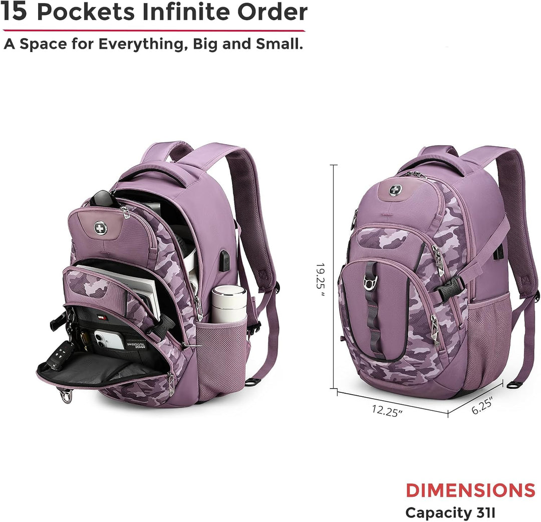swissdigital Mochila para portátil de viaje de negocios, para hombr...
