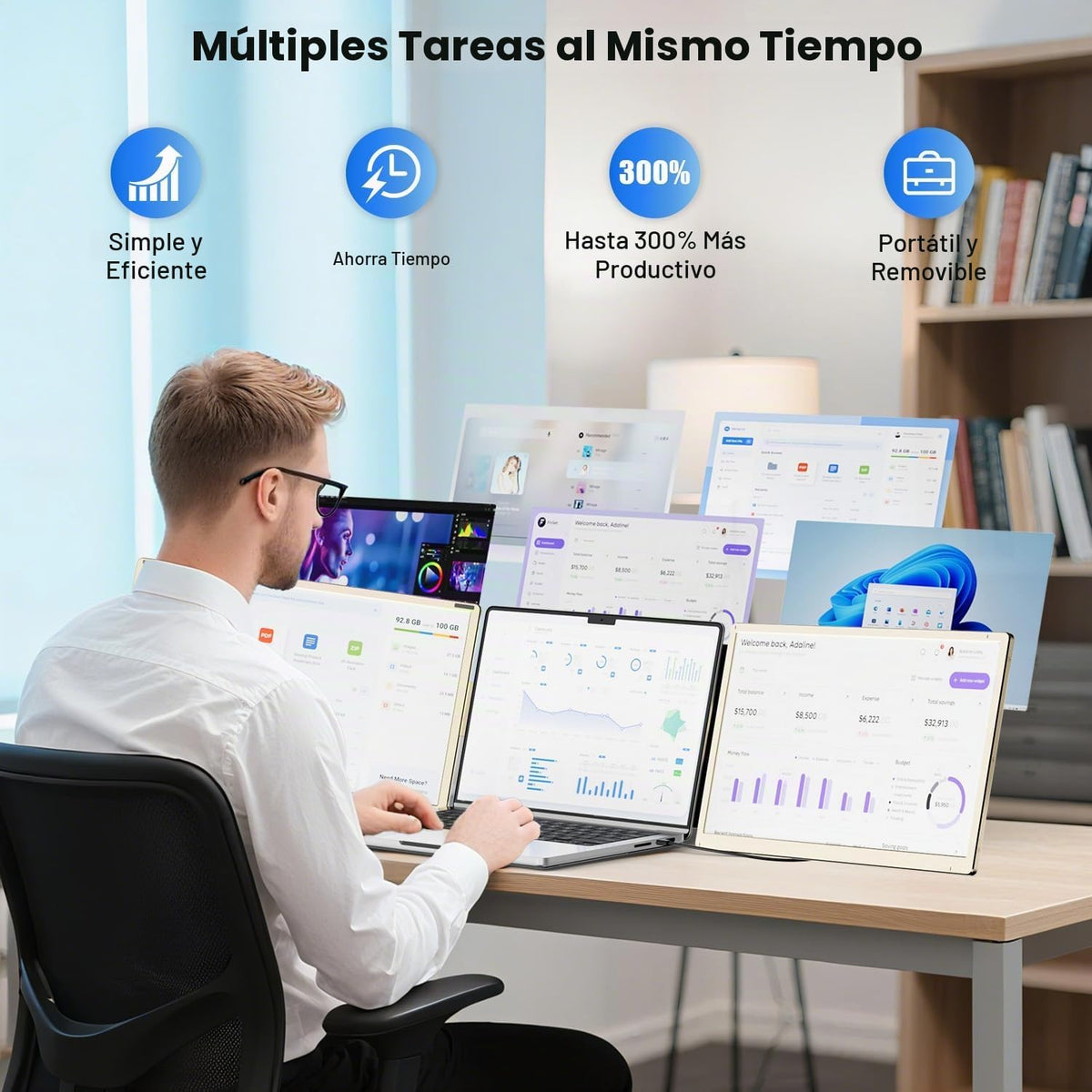 KEFEYA Extensor de pantalla para portátil de 15.6 pulgadas, FHD 108...