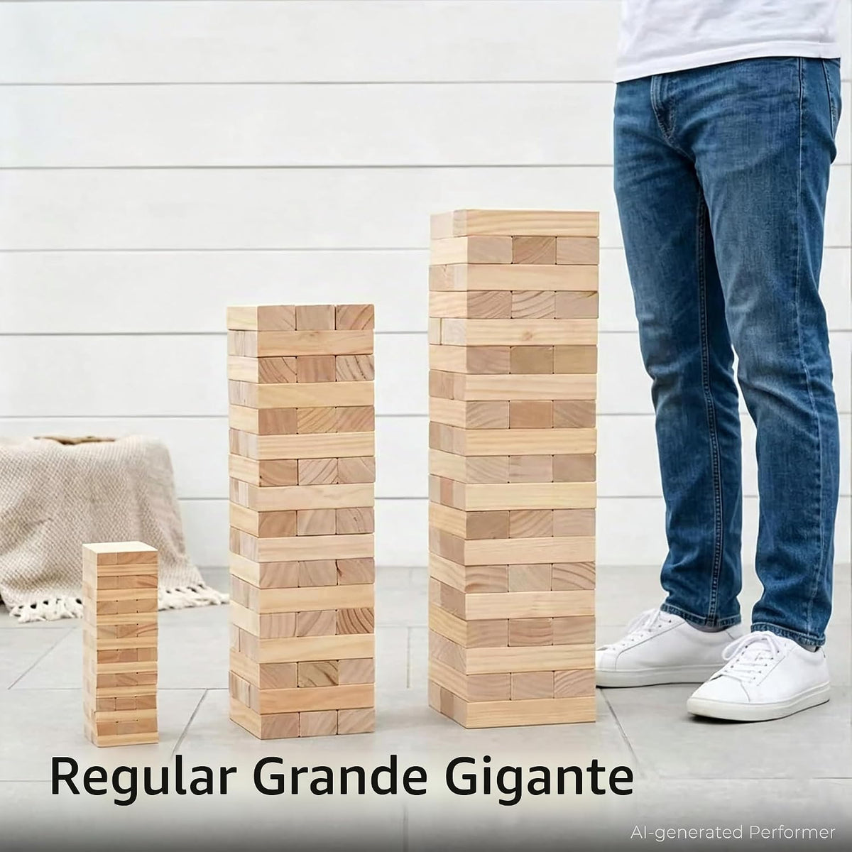 Outdoor Games - Torre grande de 54 bloques de madera, juego de apilamiento
