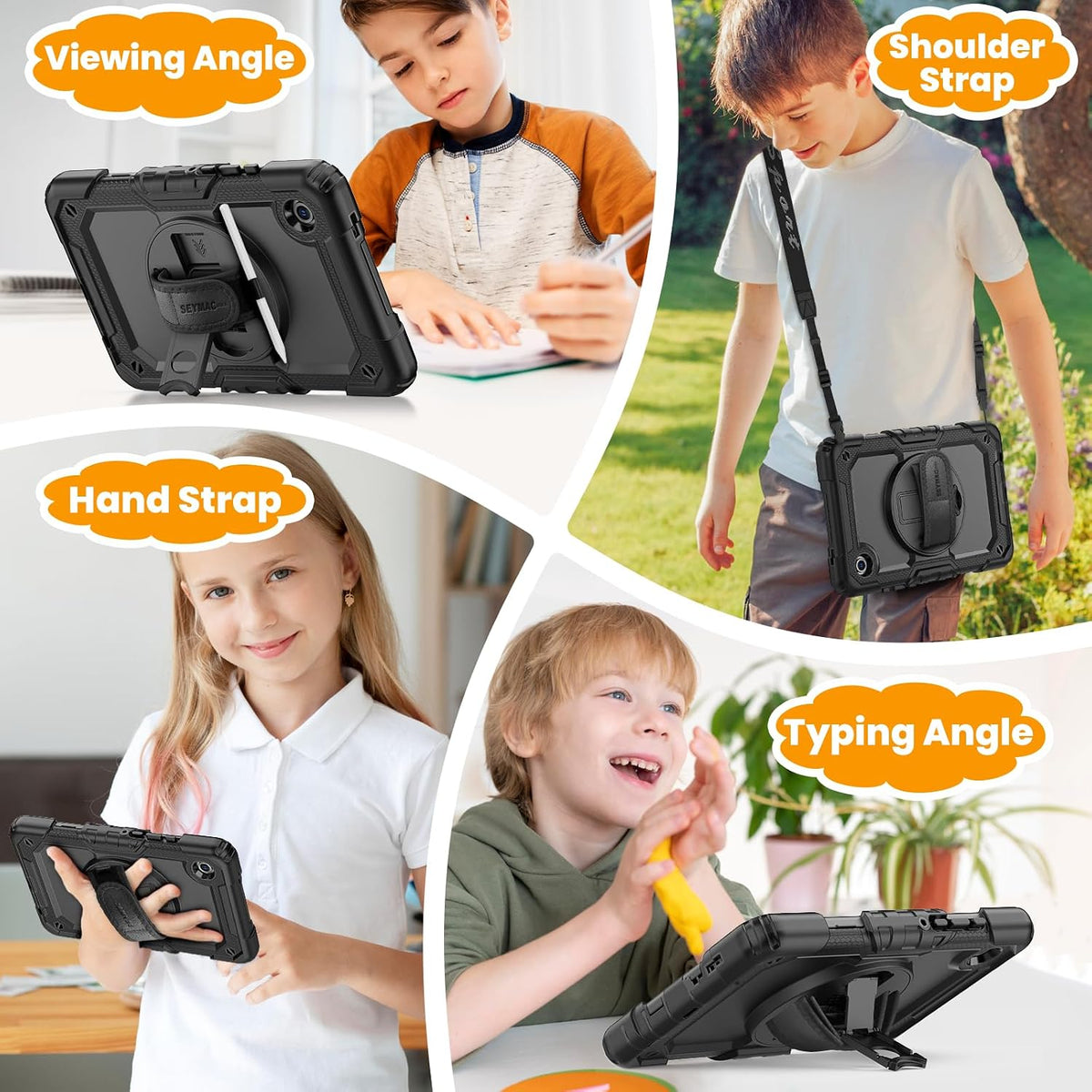 SEYMAC stock Funda para Samsung Galaxy Tab A11/A9 de 8.7 pulgadas (no para A11+Plus11 pulgadas), funda de protección contra caídas de cuerpo completo con protector de pantalla y soporte para lápiz
