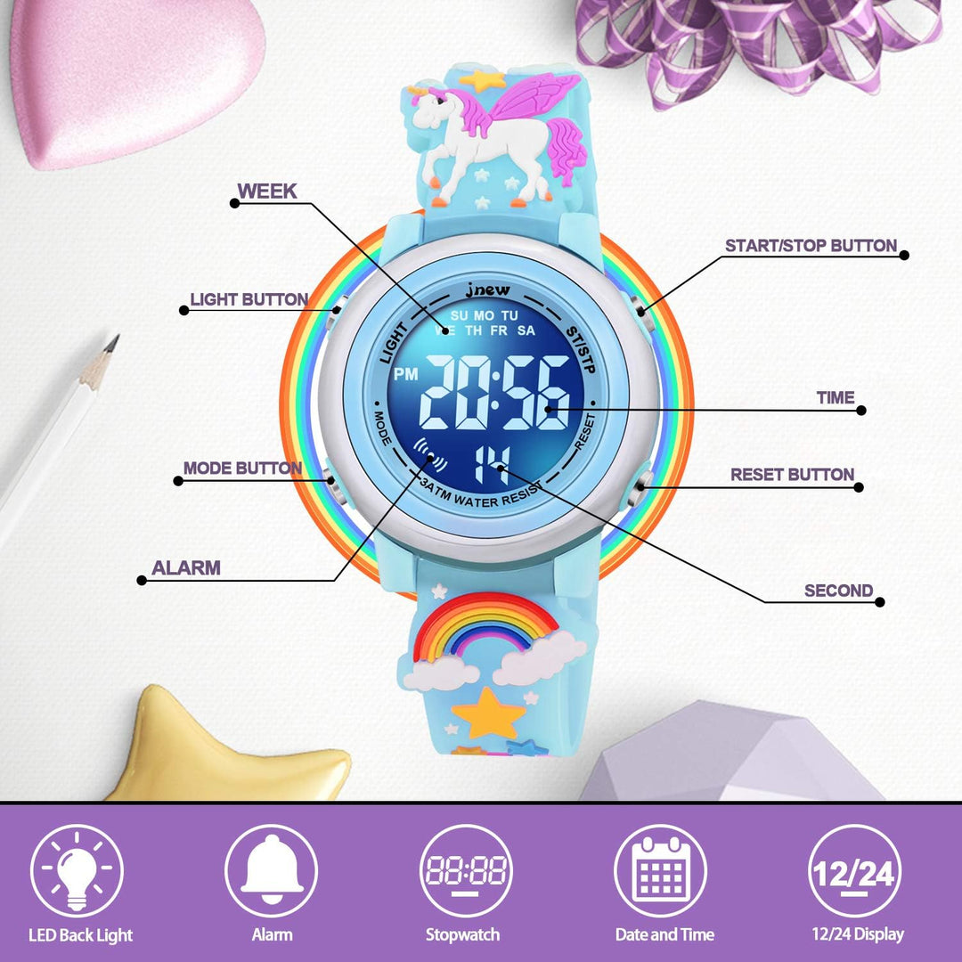 VAPCUFF Relojes impermeables 3D de dibujos animados para niñas con...