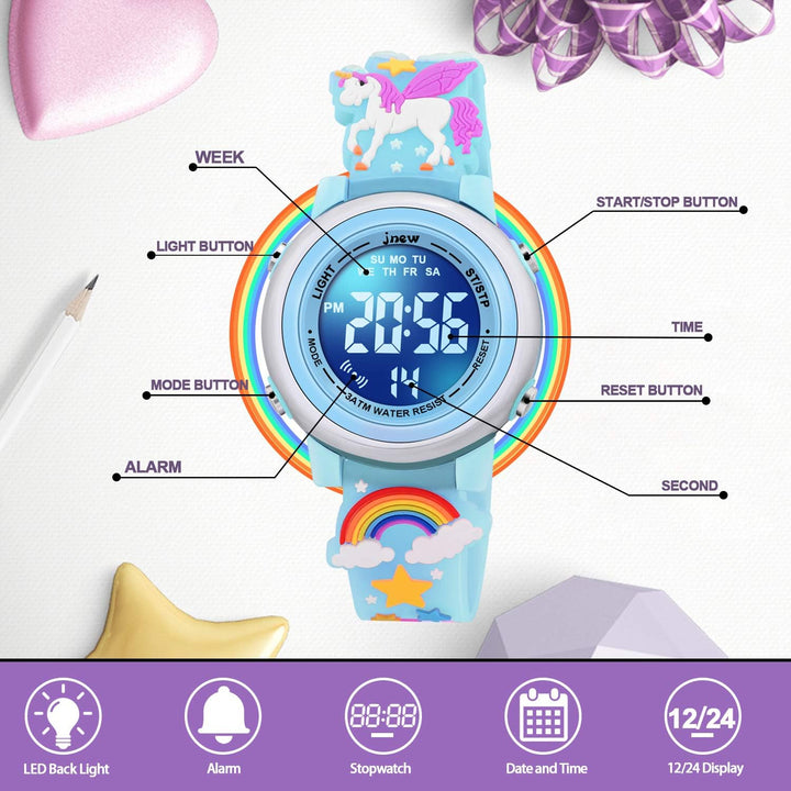 VAPCUFF Relojes impermeables 3D de dibujos animados para niñas con...