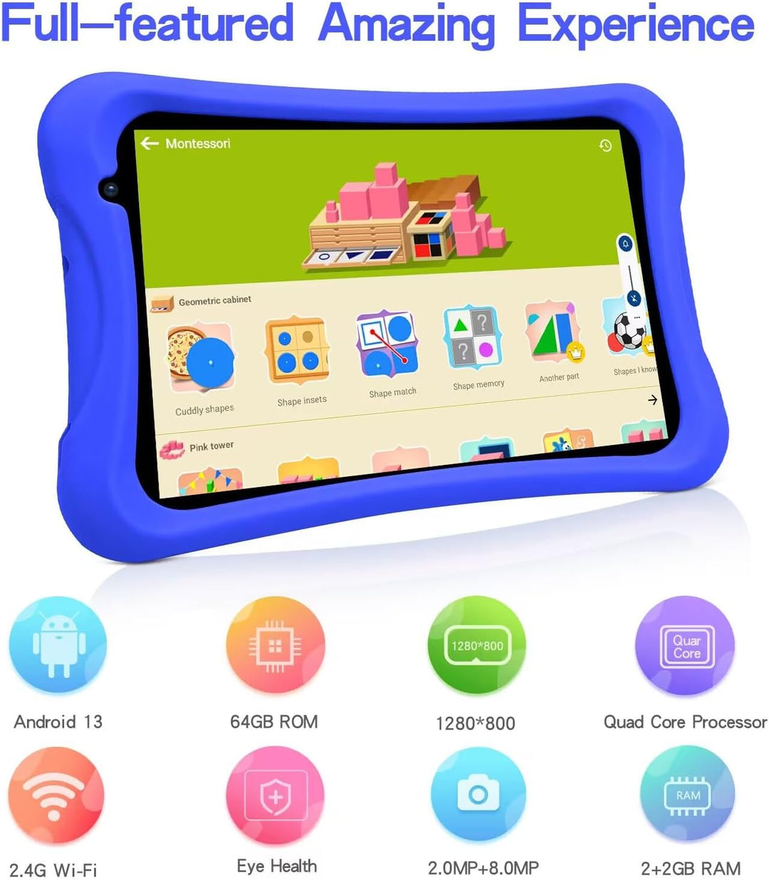 PRITOM Tablet Android Quad Core de 8 pulgadas, 64 GB, WiFi, Bluetoo...