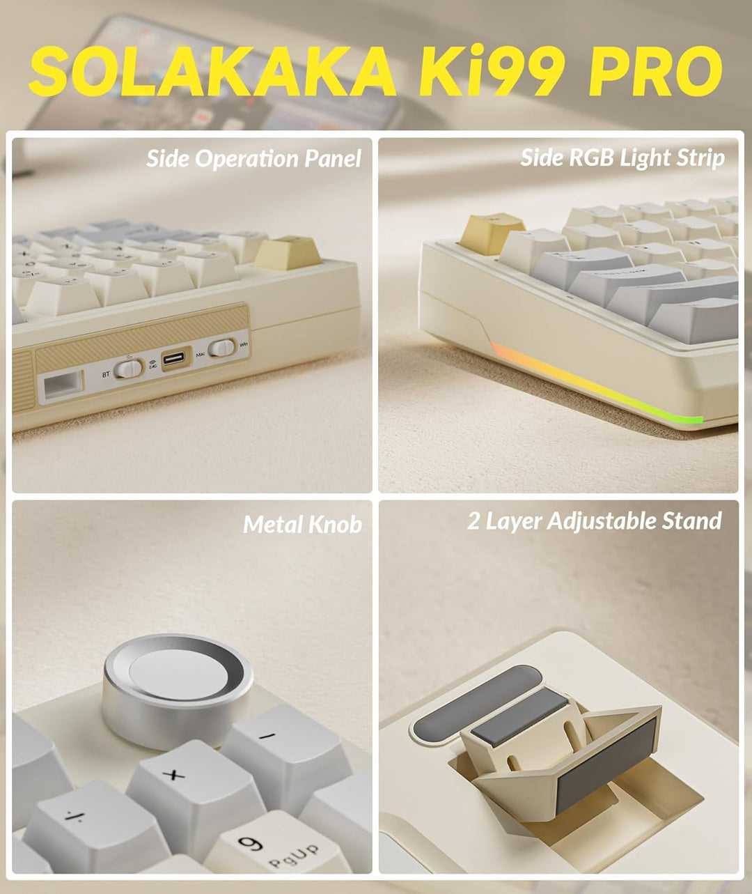 SOLAKAKA KI99 Pro - Teclado mecánico inalámbrico 96% para juegos, t...