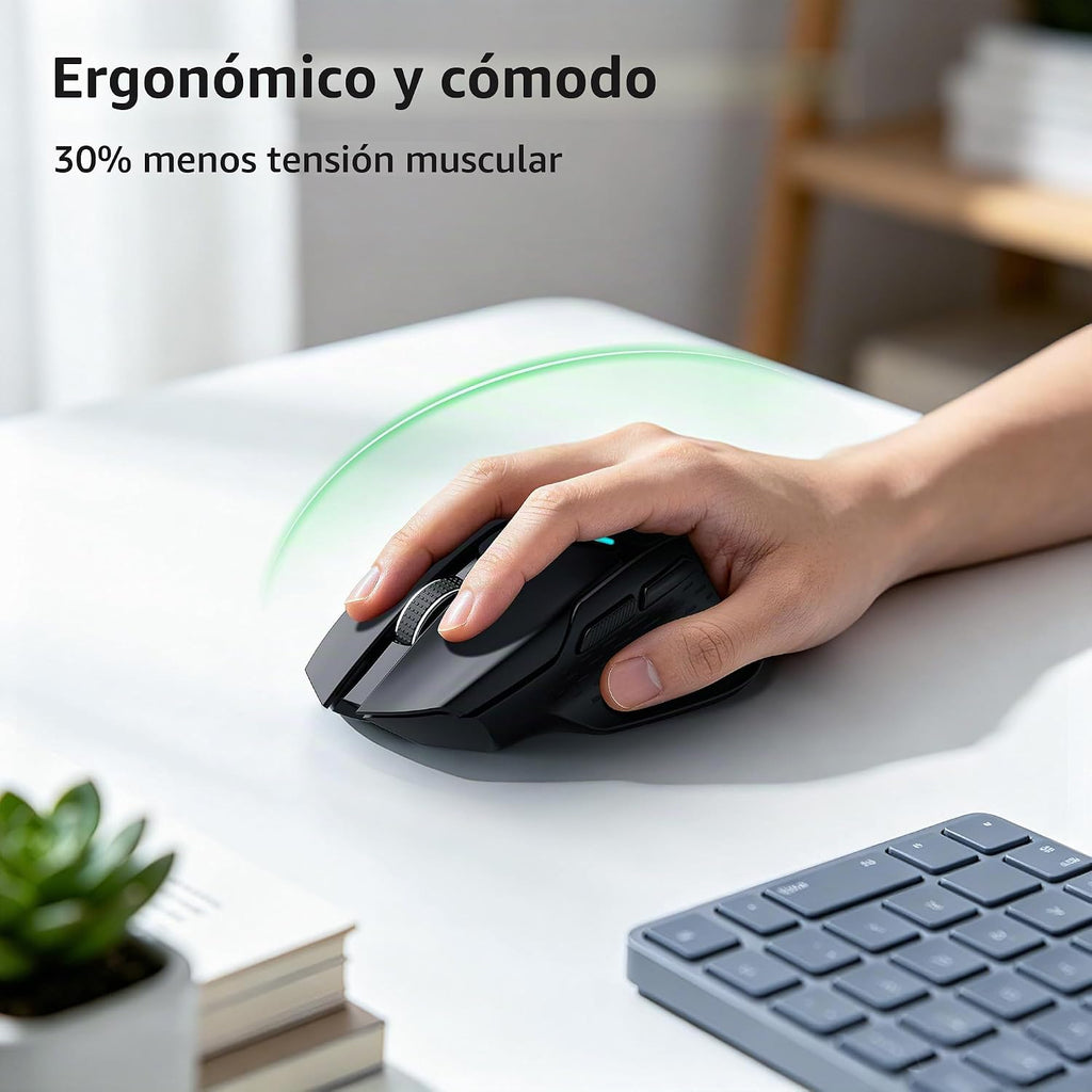 Uineer Ratón inalámbrico, ratón Bluetooth trimodo, USB-A con cable y 2.4G,