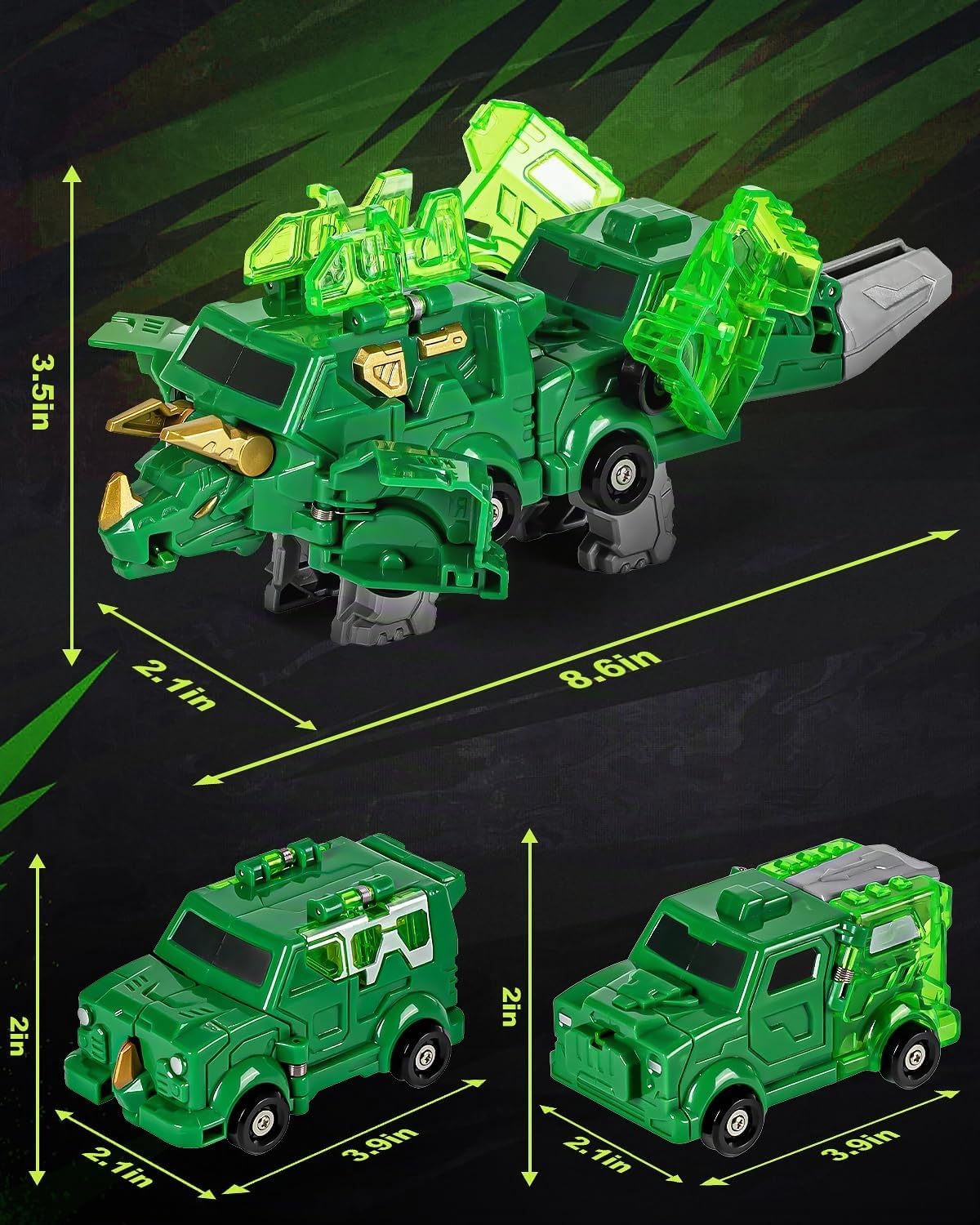 Juguete de automóvil de dinosaurio transformador de colisión, 2 autos magnéticos que se transforman en juguetes de dinosaurio, juguete de robot dinosaurio para niños a partir de 3 años, juguetes de