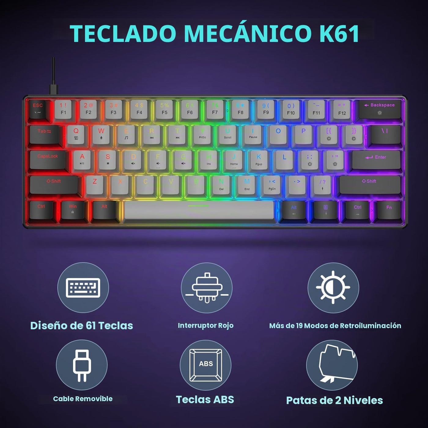 BlueFinger Combo de teclado y mouse mecánicos para juegos 60% \u201...