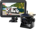 Cámara magnética solar inalámbrica de respaldo AI con monitor de 5 pulgadas, configuración magnética de 1 minuto, sin cable, detección de peatones/vehículos, control de gestos, visión nocturna para RV