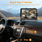 Sistema de cámara inalámbrica 1080P para RV, cámara de respaldo de visión nocturna IP69 impermeable con cámara de visión trasera lateral y monitor HD de 7 pulgadas para RV, camión, remolque, casa
