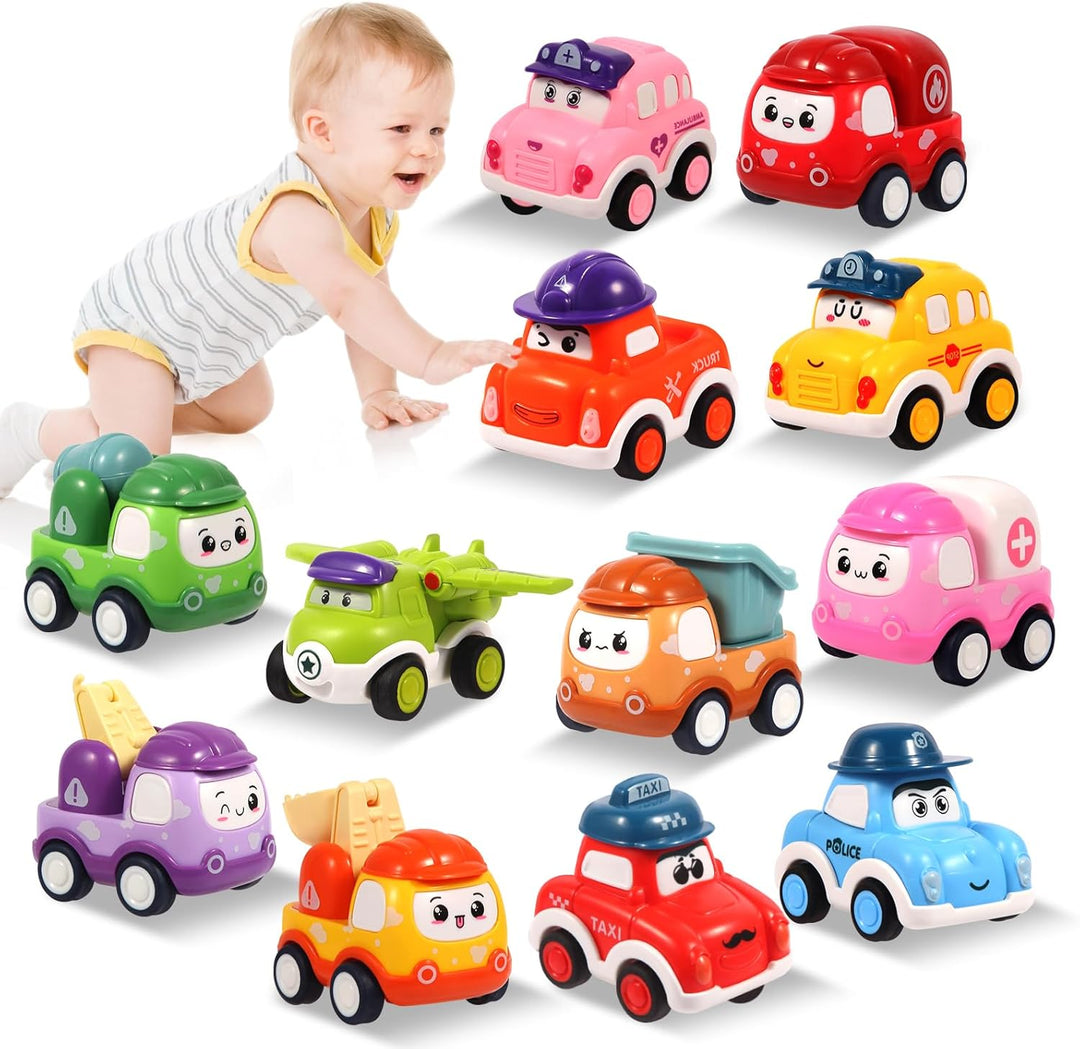 12 piezas de juguetes de coches de tracción para niños de 1 2 3 año...