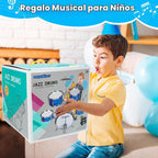 Juego de batería para niños de 5 piezas para niños pequeños de 3 a 5 años, juego de batería para niños pequeños de 5 a 7 años, juguetes de instrumentos musicales, juguetes de percusión, cumpleaños para niños de 3, 4, 5, 6, 7, 8 años, niños y niñas