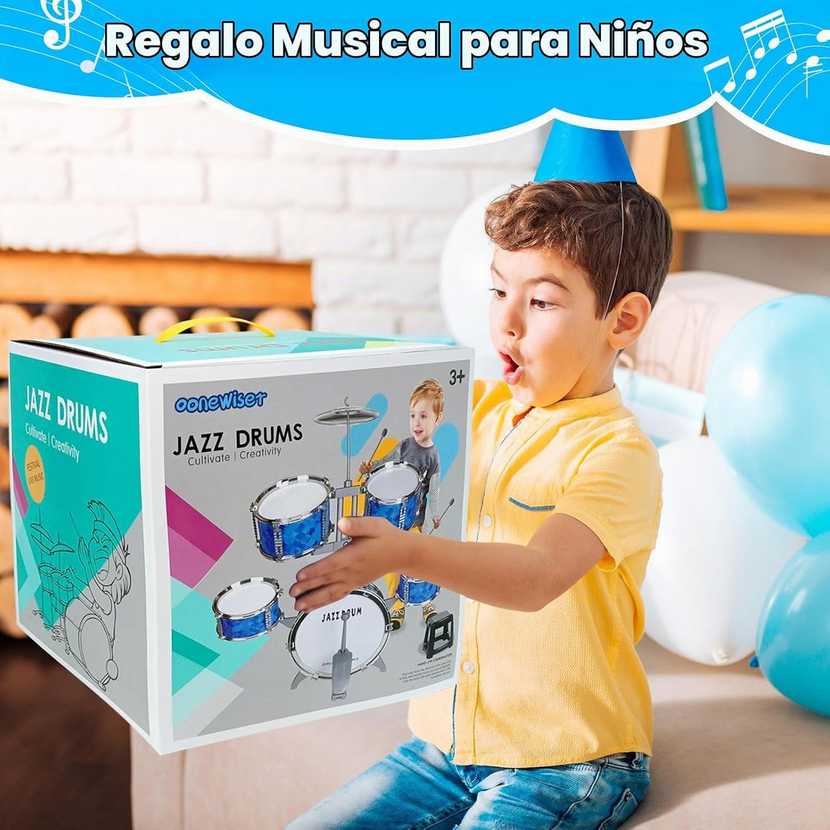Juego de batería para niños de 5 piezas para niños pequeños de 3 a 5 años, juego de batería para niños pequeños de 5 a 7 años, juguetes de instrumentos musicales, juguetes de percusión, cumpleaños para niños de 3, 4, 5, 6, 7, 8 años, niños y niñas