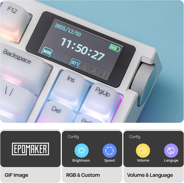 EPOMAKER G84 PRO Teclado inalámbrico para juegos con pantalla y per...