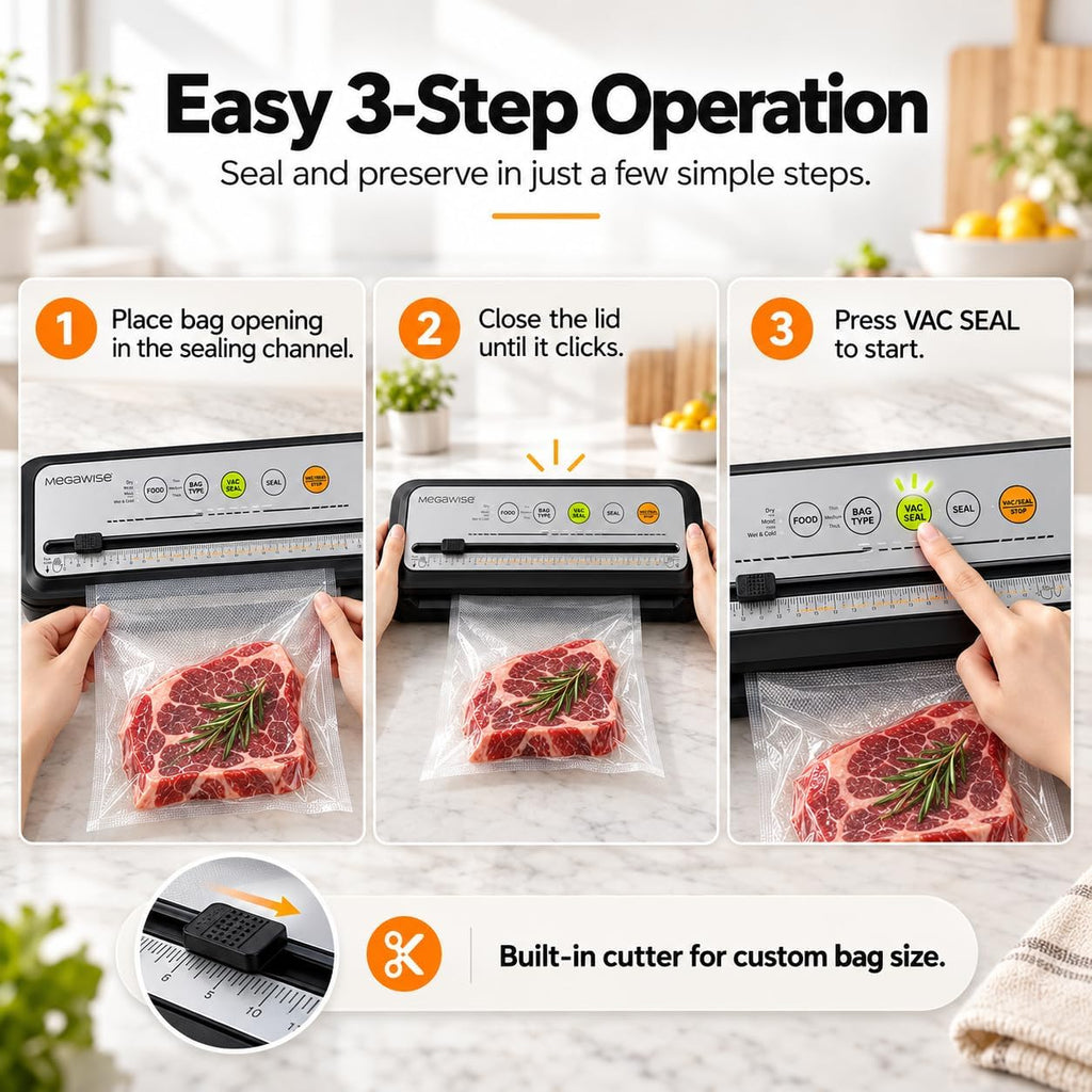 MEGAWISE - Máquina selladora al vacío, ahorrador de alimentos con modos