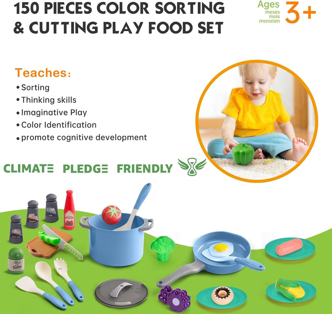 Juego de cocina de 150 piezas, accesorios de cocina para niños pequ...