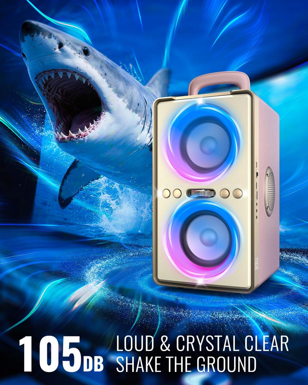 YIER Altavoz Bluetooth, altavoz de fiesta de pico de 240 W con grav...