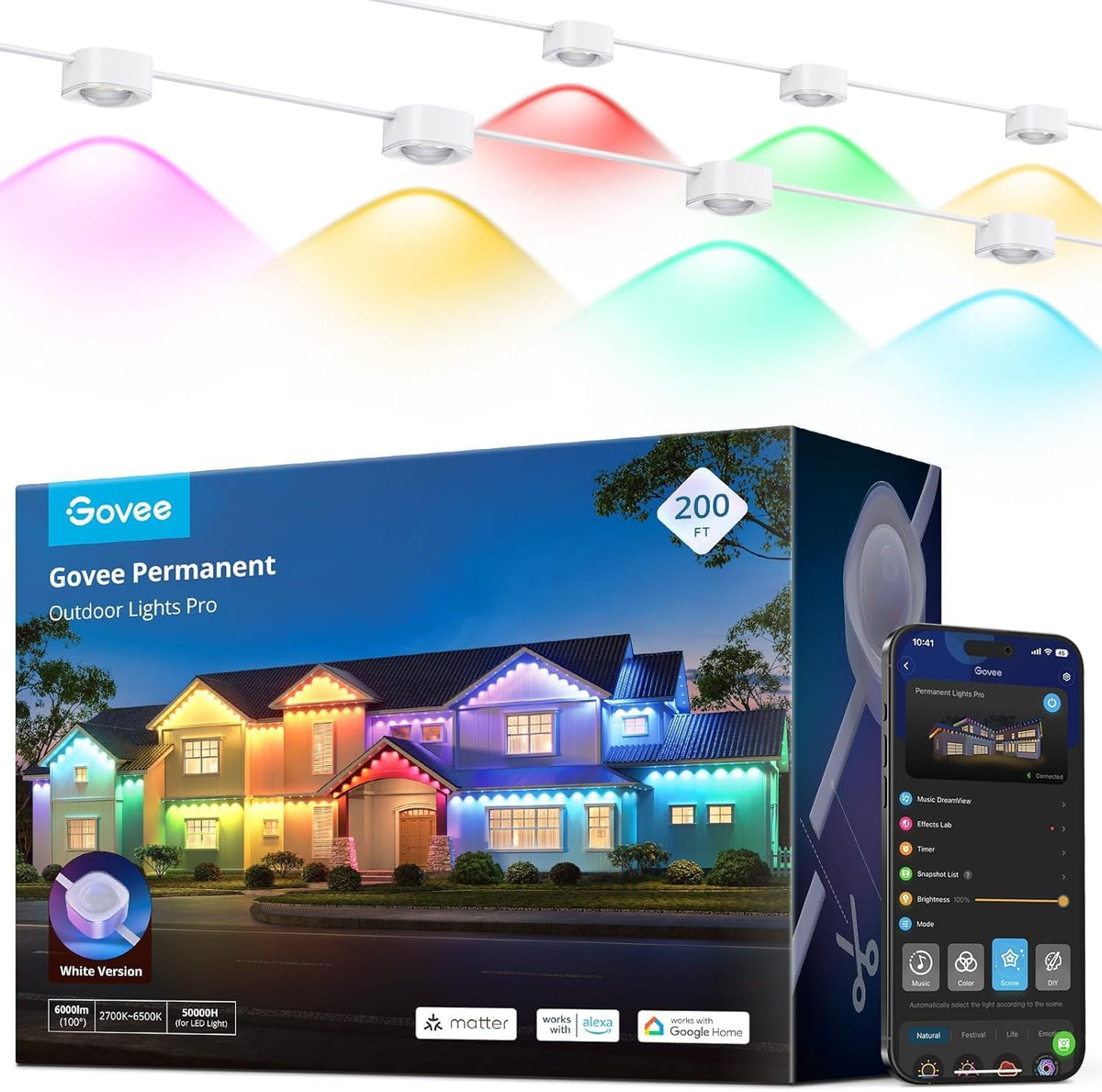 Govee - Luces permanentes para exteriores Pro, 200 pies con 120 luces LED