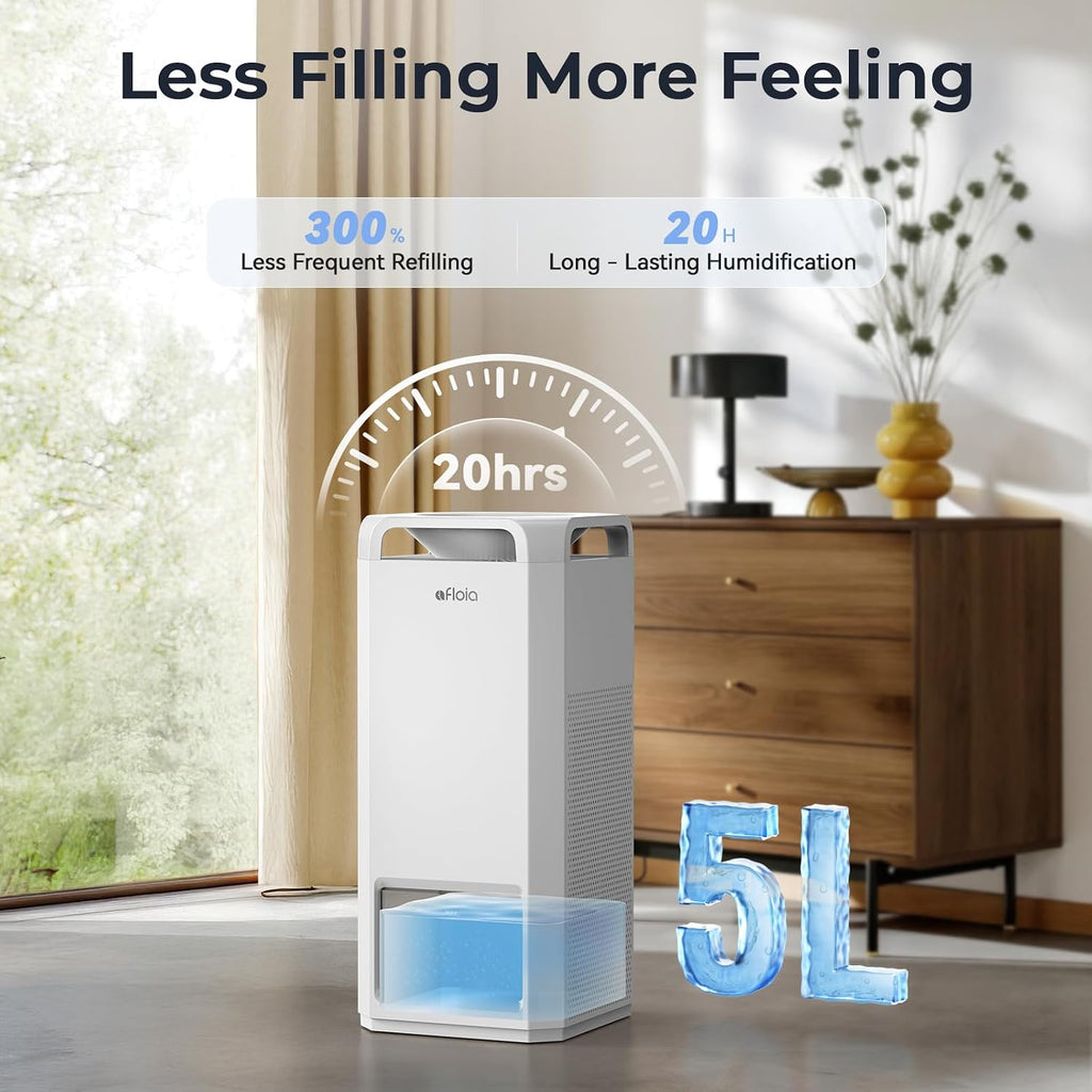 Afloia Purificador de aire y humidificador combinado en uno - Neblina fría evaporativa para el hogar, dormitorio, habitación grande de hasta 3000 pies², con sensor de humedad y calidad del aire