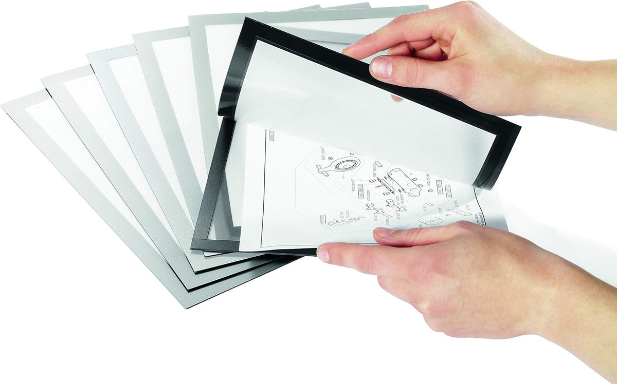 Durable Duraframe Plus - Soporte magnético para documentos en tamaño carta de 8.5 x 11 pulgadas, marco plateado, paquete de 2