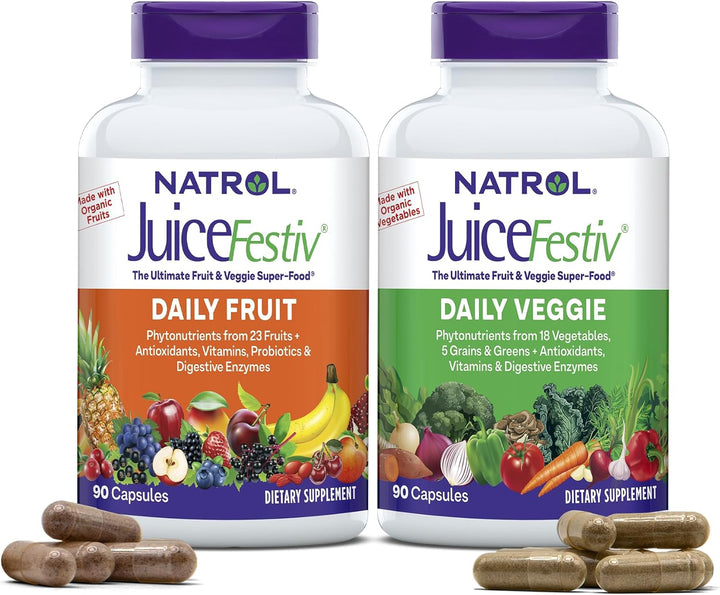 Natrol JuiceFestiv Daily Fruit &amp; Veggie con SelenoExcell y alim...