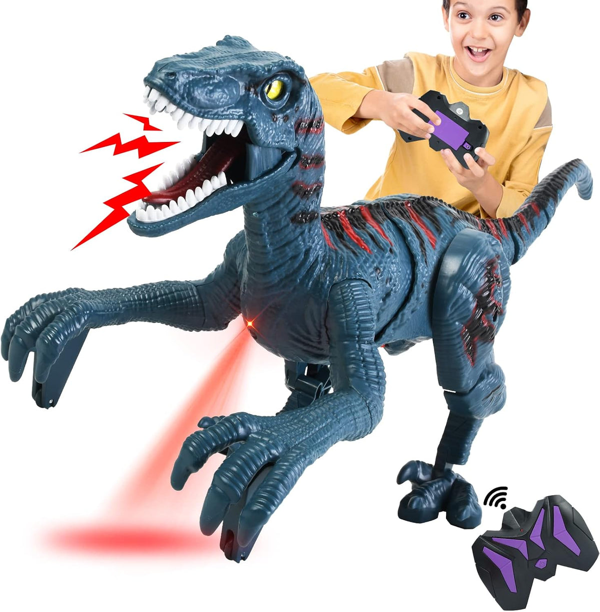 Juguetes de dinosaurio con control remoto para niños, juguetes de dinosaurio jurásico para niños 5-7