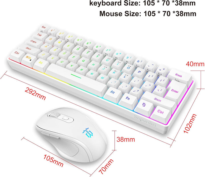 Snpurdiri Combo de teclado y ratón inalámbricos para juegos 2.4G, i...
