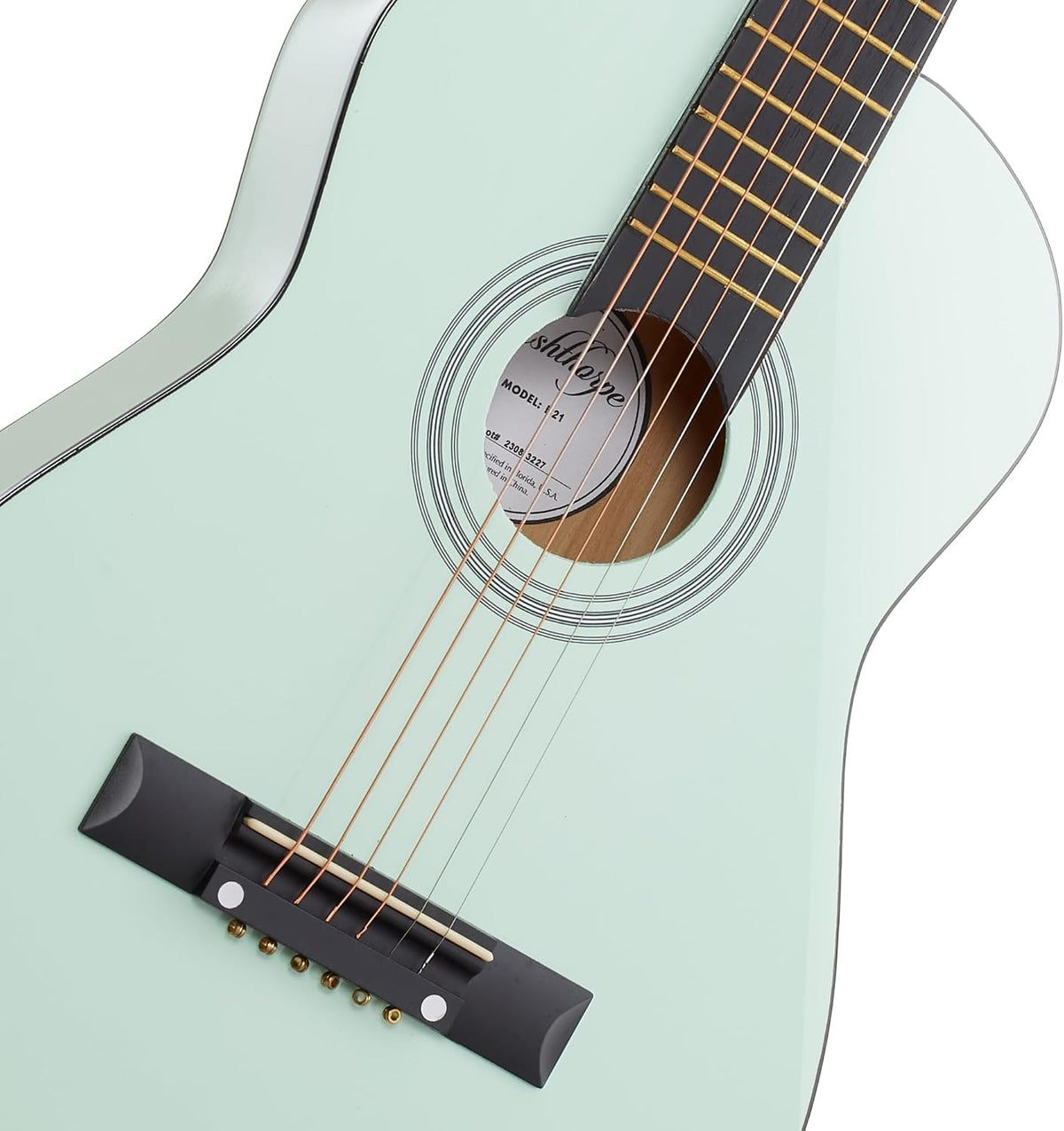 Ashthorpe Guitarra acústica infantil de 30 pulgadas (verde menta), kit de inicio para principiantes con bolsa de concierto, cuerdas adicionales, correa, púas y lecciones