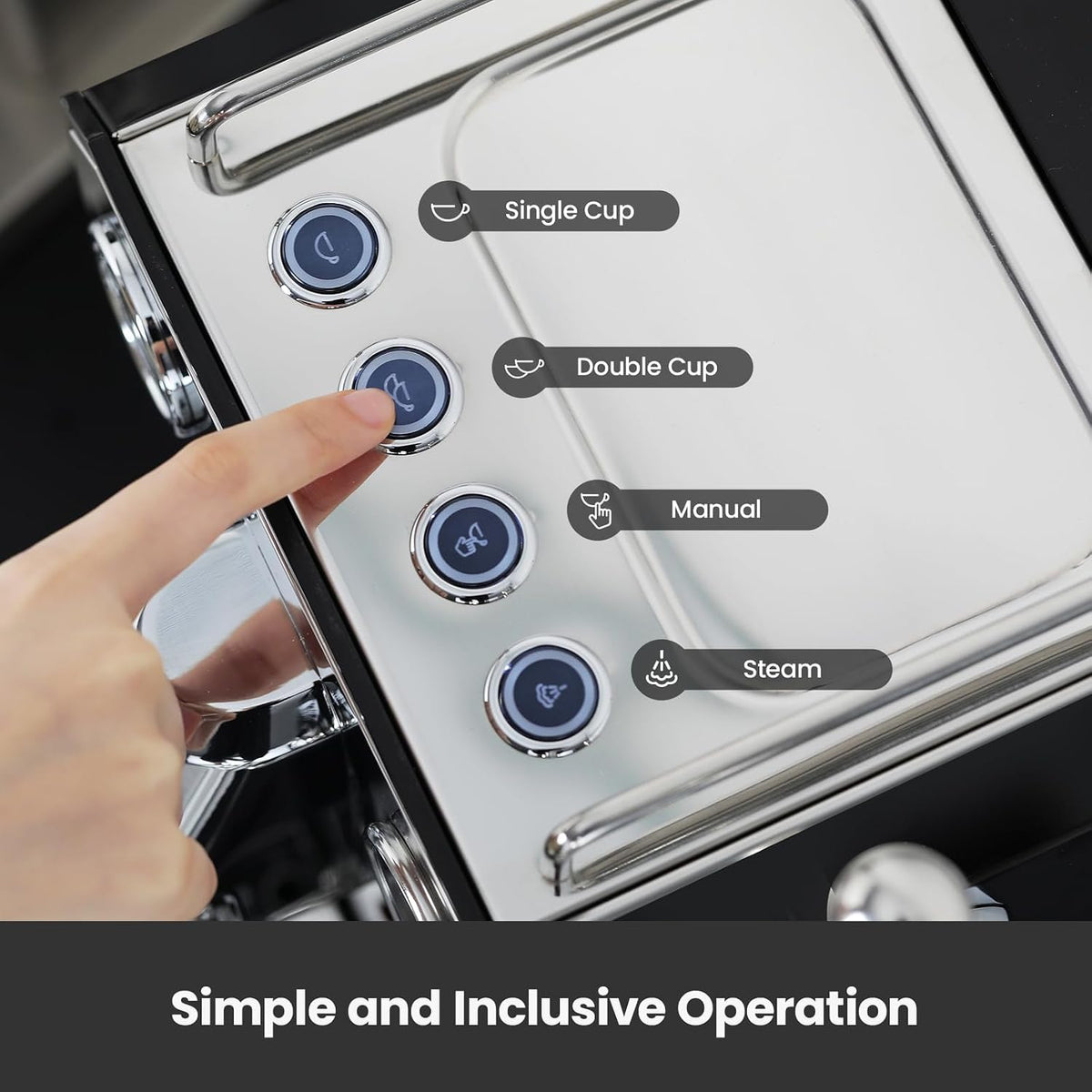 Gemilai Owl G3006 - Máquina de café expreso para el hogar, control de temperatura PID y cabezal de grupo comercial de 2.283 in, cafetera de acero inoxidable para arte latte de calidad barista, pantalla de datos dual, color negro