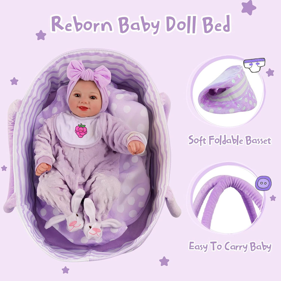 BABESIDE Muñecas de bebé Reborn realistas con moisés, cuerpo suave...