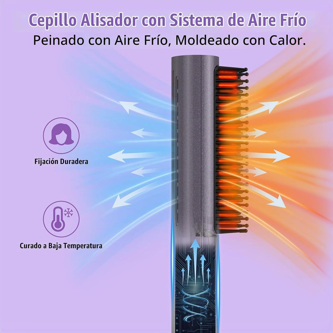 Cepillo alisador, cepillo alisador de cabello para mujeres con ione...