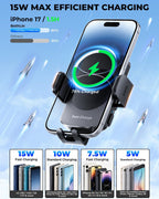 Soporte de cargador de coche inalámbrico 3 en 1, soporte de teléfono de sujeción automática de carga rápida de 15 W para iPhone 17 16 15 14, Samsung Galaxy S24 S23, tablero de instrumentos