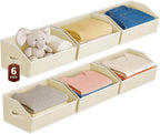 Organizadores grandes de armario y contenedores de almacenamiento, paquete de 6 cestas de almacenamiento trapezoidales para estantes, cestas de tela plegables con asas, ideales para armario, canasta, armario y almacenamiento de estantes, color beige